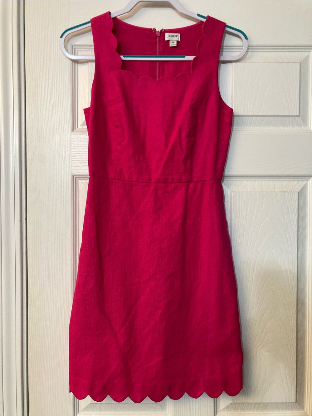 J. Crew Scallop Neck Sheath Dress in Hot Pink